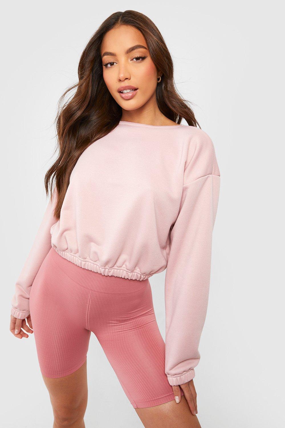 Womens Tall Cropped Tie Detail Sweatshirt - Pink - 16, Pink